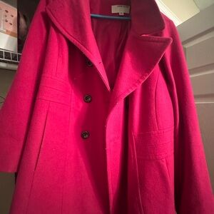 Anne Klein Women's Vibrant Pink Pea Coat